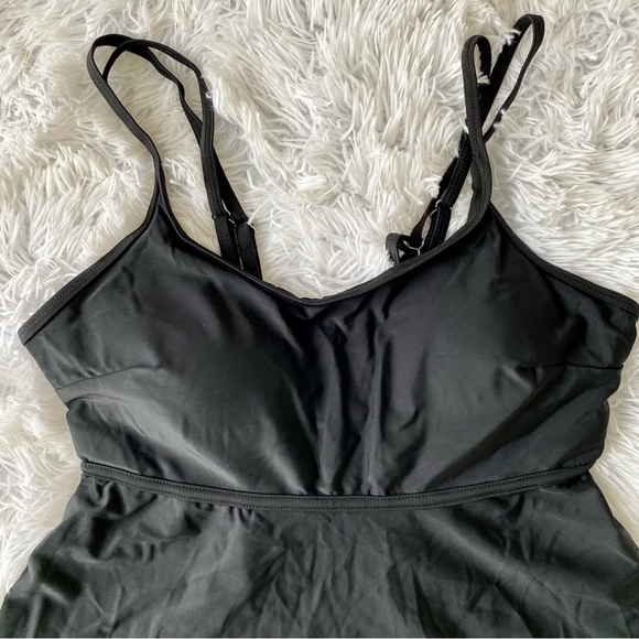 NWOT Two Piece Black Tankini Boy Shorts Modest Swimsuit Bikini - Picture 5 of 14